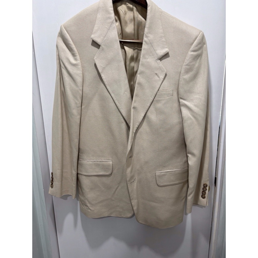 Oscar De La Renta Cream Off White Two Button Blazer / 100% SILK / Men's 40 R